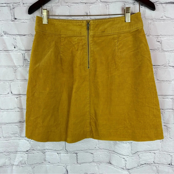 j. crew corduroy a-line mini skirt sz 2 mustart gold/yellow boho western - Picture 2 of 8